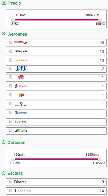 Filtro Vuelos OfiBooking